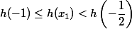 h(-1) \le h(x_1) < h\left(-\dfrac{1}{2}\right)